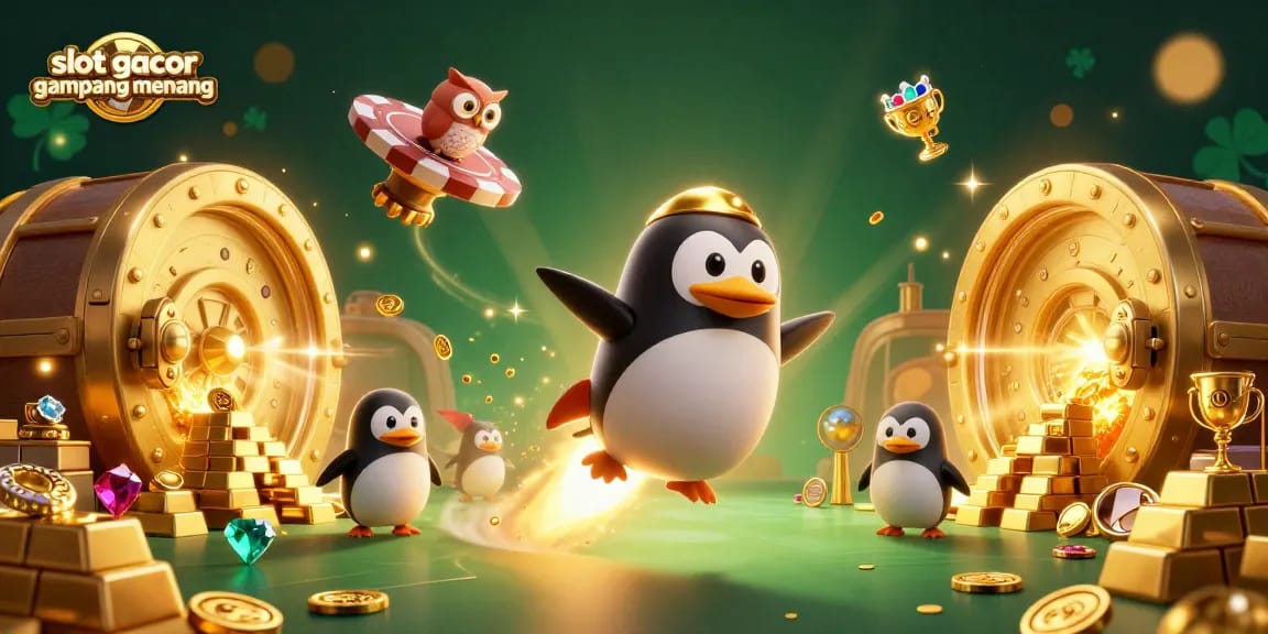 Experience big wins with slot gacor gampang menang in this vibrant casino-themed illustration.