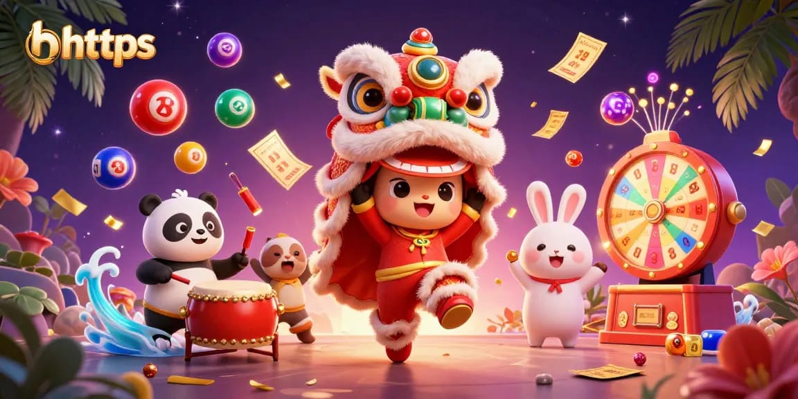 Join the excitement at hhttps with a vibrant lion dance and colorful lottery elements!