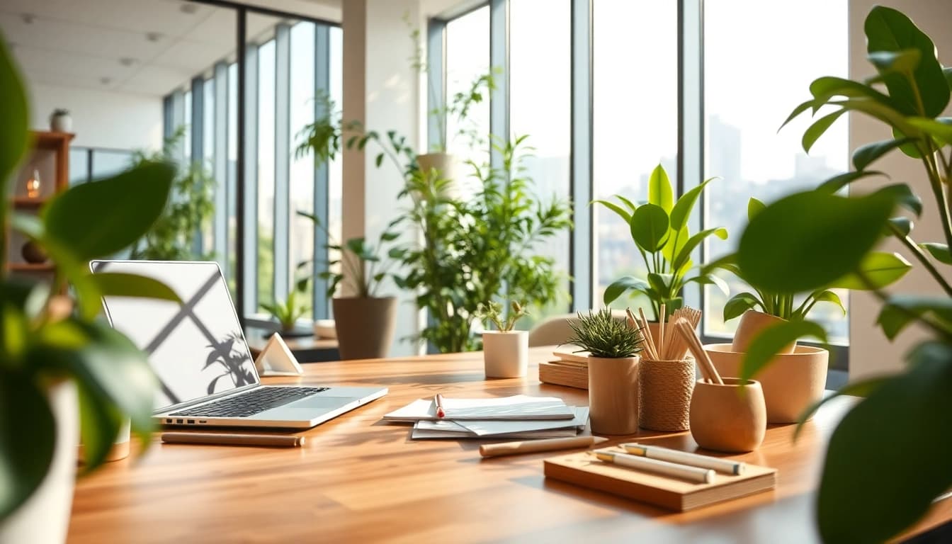 Verken duurzame kwaliteit in een professioneel kantoor met eco-vriendelijke elementen.