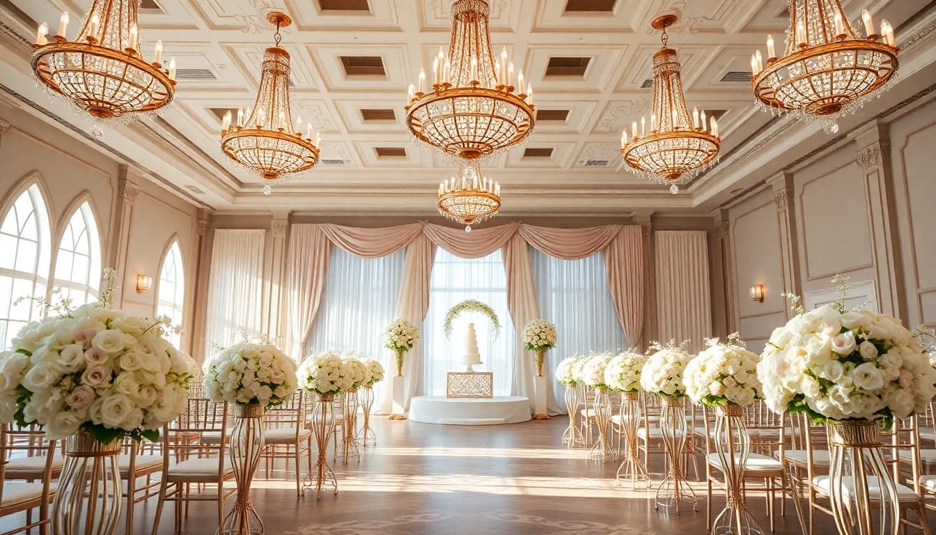Stylish Wedding Event Space Jacksonville showcasing elegant decor and floral arrangements.