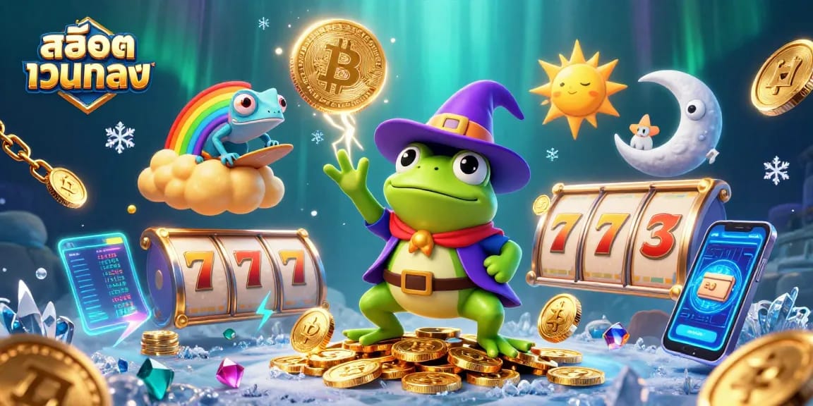 Spin the reels with สล็อตเว็บตรง in a vibrant 3D scene filled with golden coins and lucky symbols.