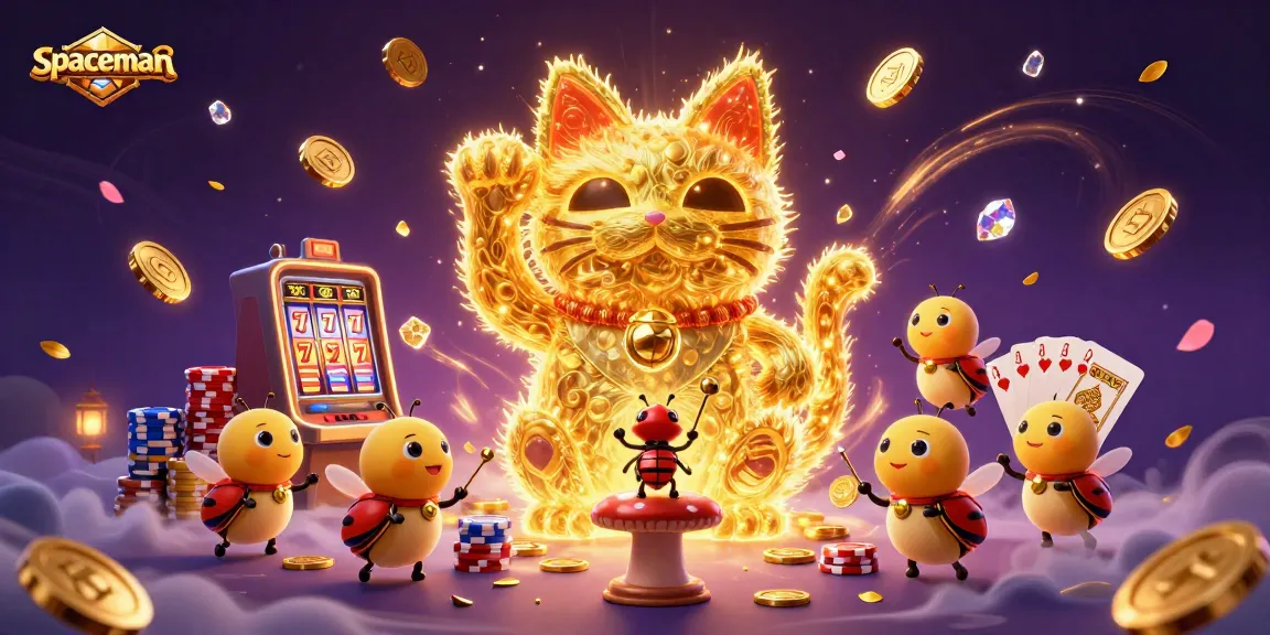Experience winning thrills with spaceman slot games featuring a dynamic lucky cat and exciting casino elements.