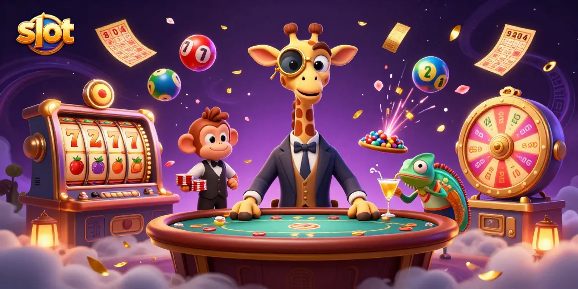 Experience thrilling slot gameplay with a high-roller giraffe and dynamic casino elements
