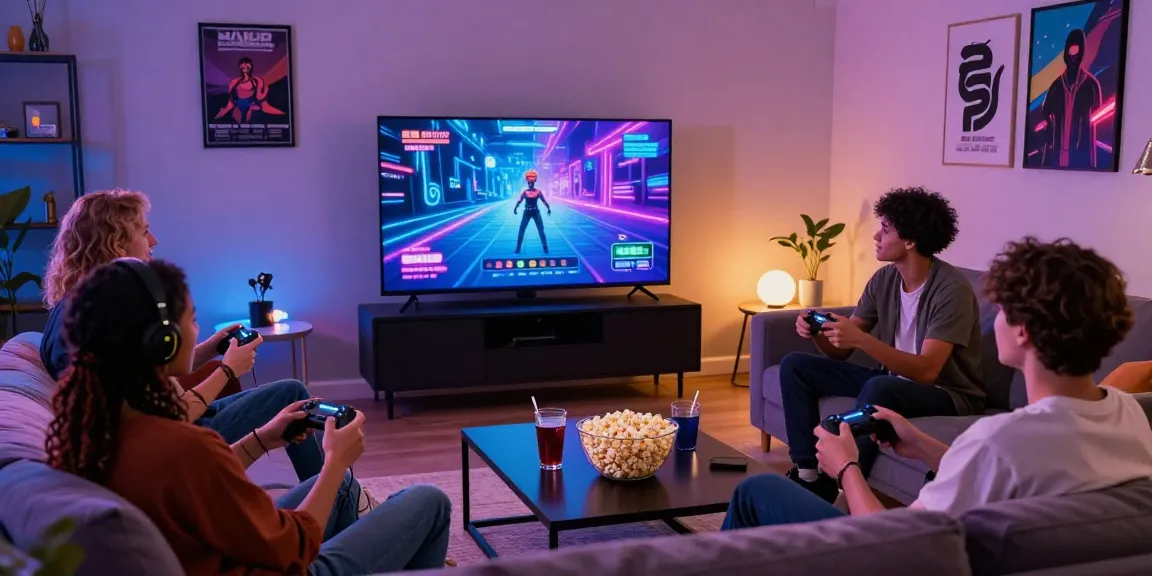 Group enjoying a fun sex game night with snacks and cozy atmosphere