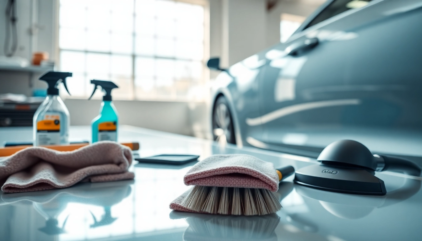 Detailing a car in a professional workshop environment focused on car detailing near me.
