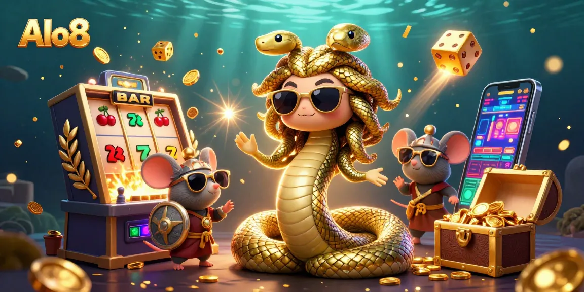 Alo8 delivers an immersive experience with vibrant characters and a slot machine exploding with coins and excitement.