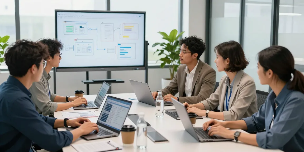Collaborative team working on business IT support londor strategies in a modern office.
