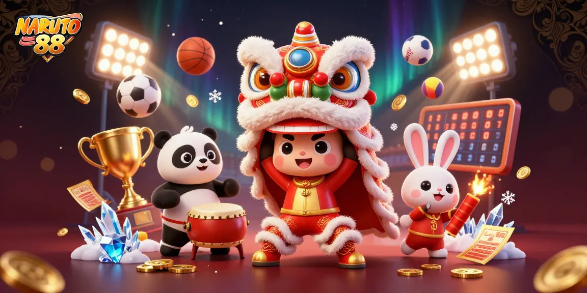Experience the excitement of naruto 88 in this 3D illustration, showcasing dynamic sports elements and festive characters.