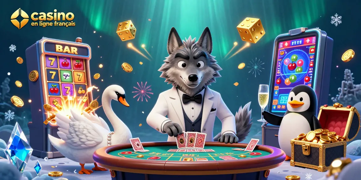 Découvrez un gameplay palpitant au casino en ligne français avec une scène animée dynamique mettant en vedette des personnages uniques et des éléments vibrants.