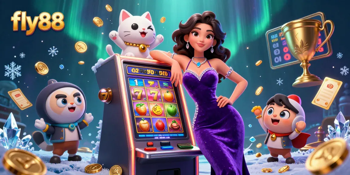 Spin for jackpots and celebrate wins at fly88 with vibrant 3D casino illustration.