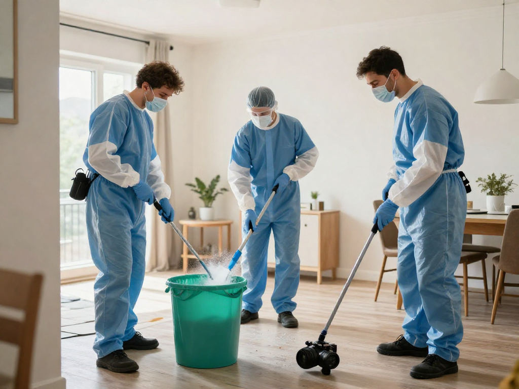 Tatortreiniger Dortmund bei der professionellen Reinigung und Desinfektion eines Wohnraums nach einem Vorfall.