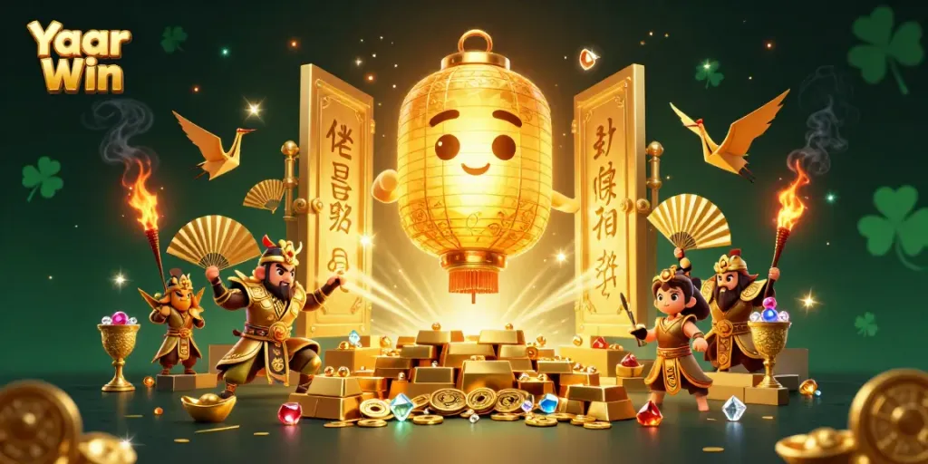 Engage with Yaar Win's vibrant gaming spirit in this dynamic casino scene filled with treasures.
