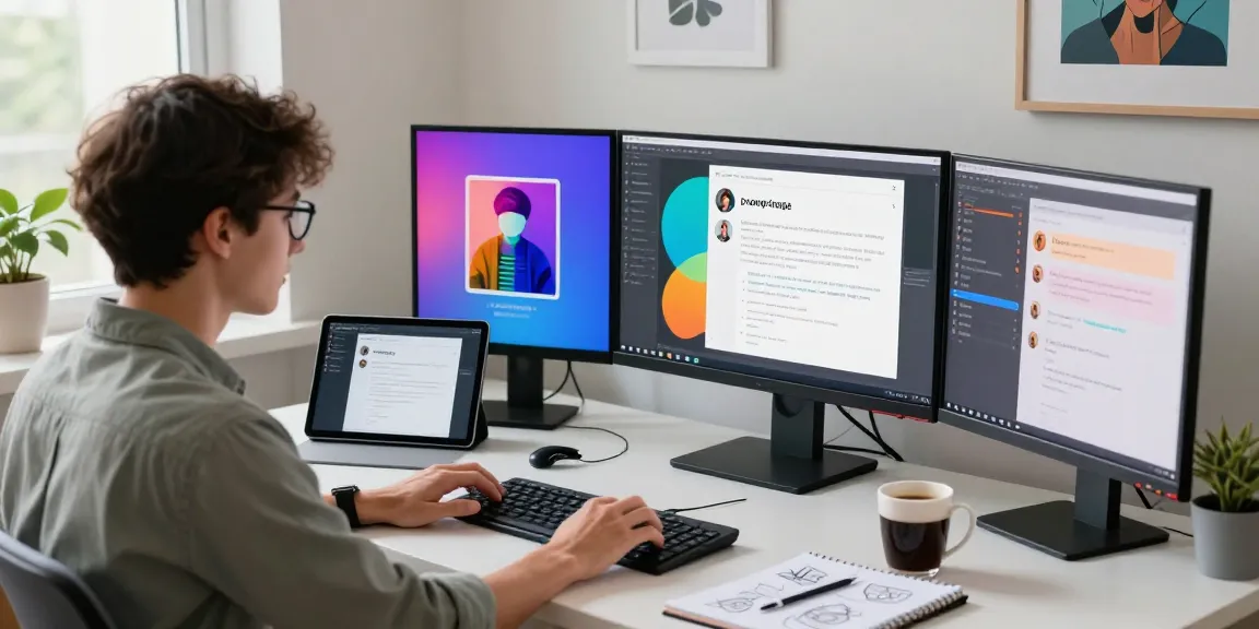 Creating an ai prompt image in a vibrant home office with modern tech.