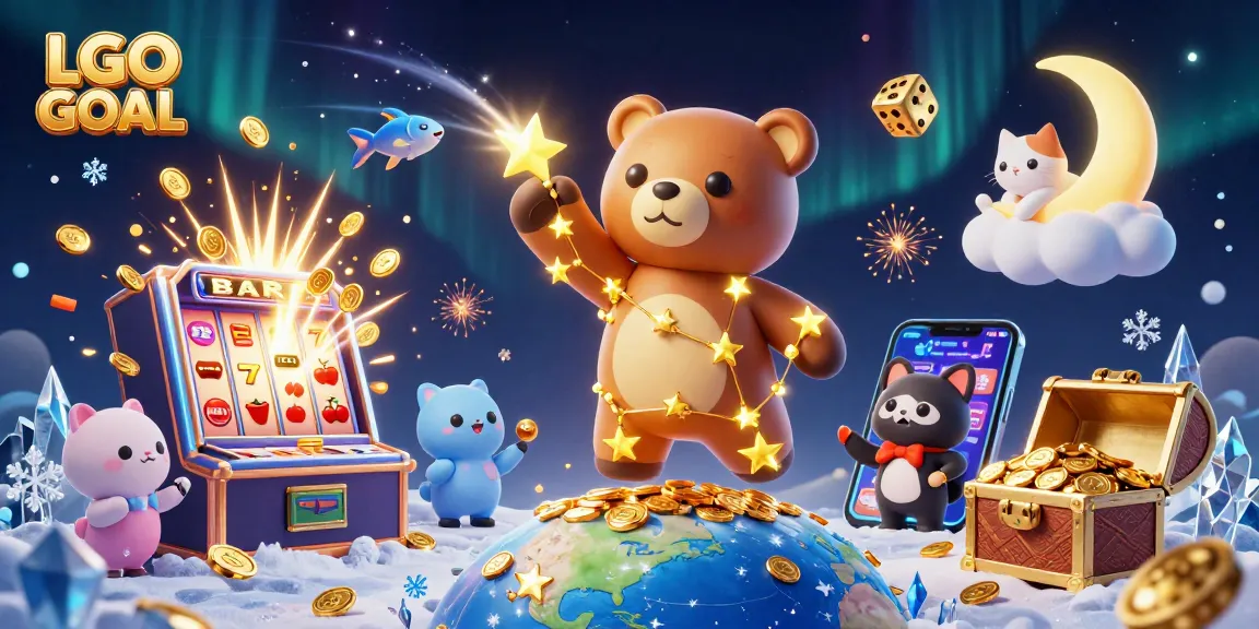 Grab coins from Earth in this vibrant LGO GOAL casino scene with dynamic characters and elements.
