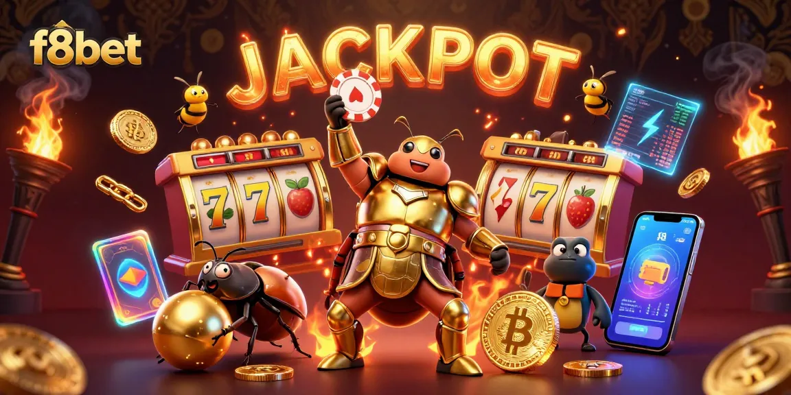Players win big at f8bet with colorful slot reels and vibrant jackpot celebrations.