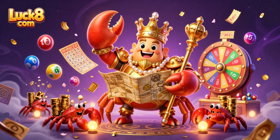 Engage in excitement at Luck8 com with a golden crab emperor, vibrant prizes, and magical gaming elements!