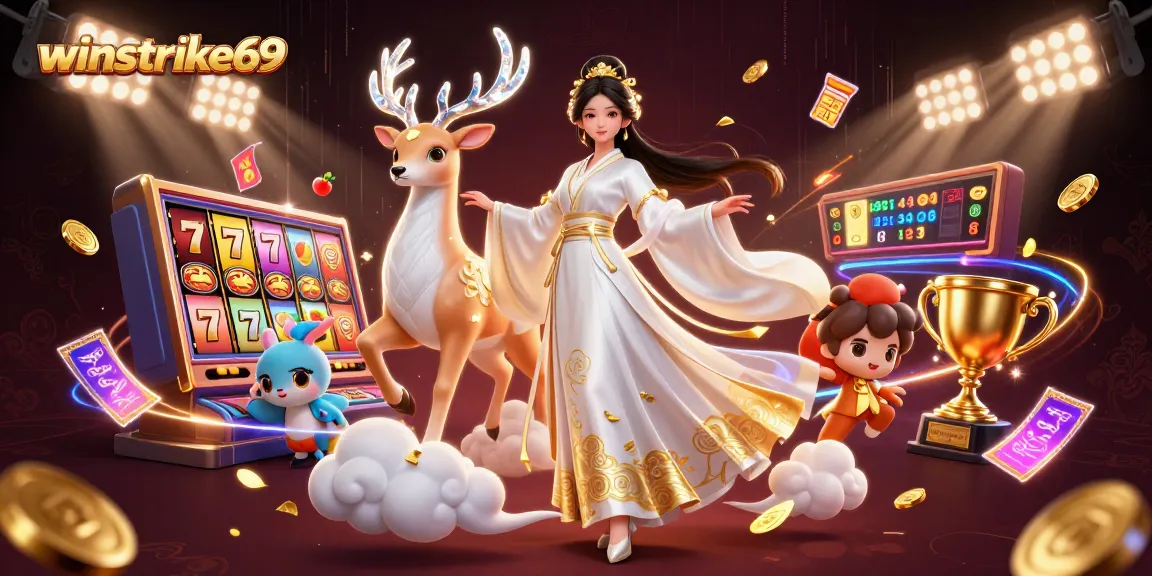 Winstrike69 features a stunning 3D depiction of a lucky moment in casino gaming.