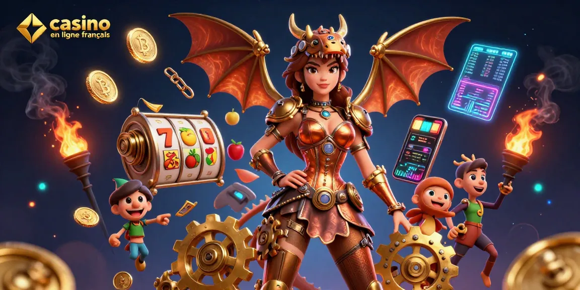 Vivez des gains palpitants avec les jeux de machines à sous du casino en ligne français dans une scène illustrative vibrante en 3D.