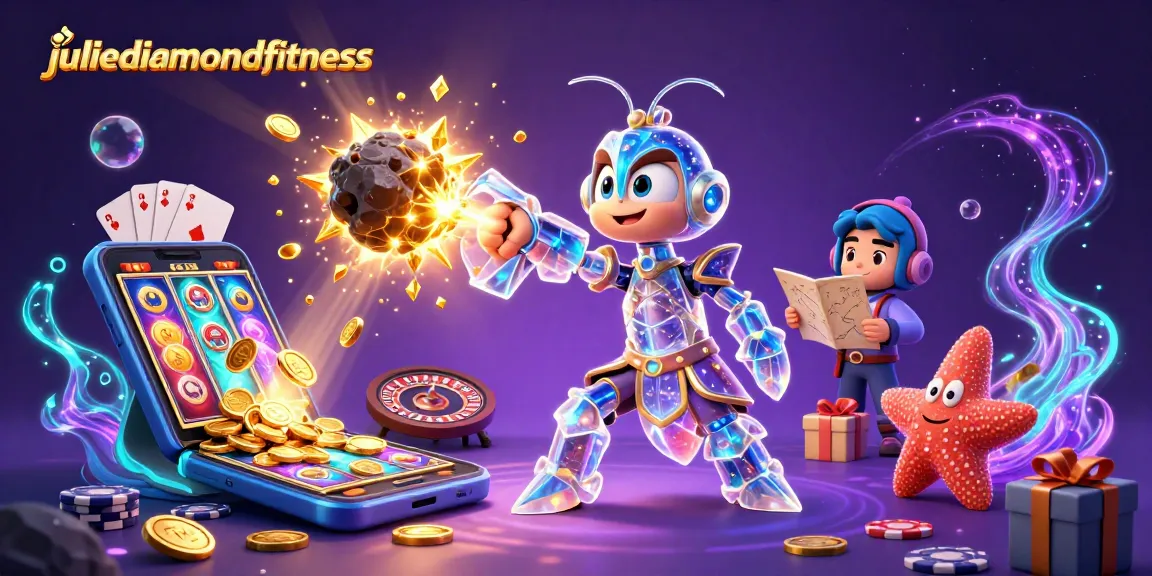 Play thrilling slot games with juliediamondfitness featuring colorful animations of coins and gems.