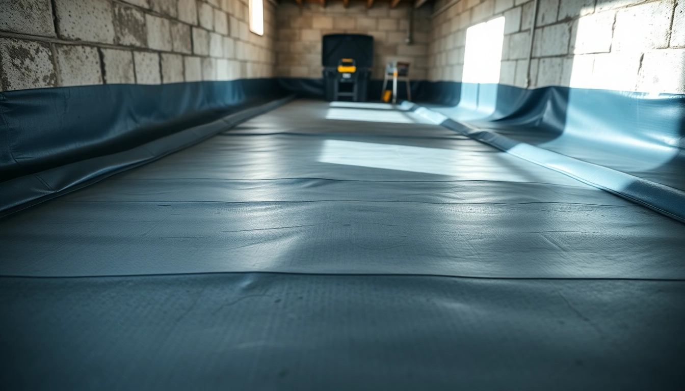 Vapor Barrier Installation showing seamless coverage in a residential crawl space under natural light.