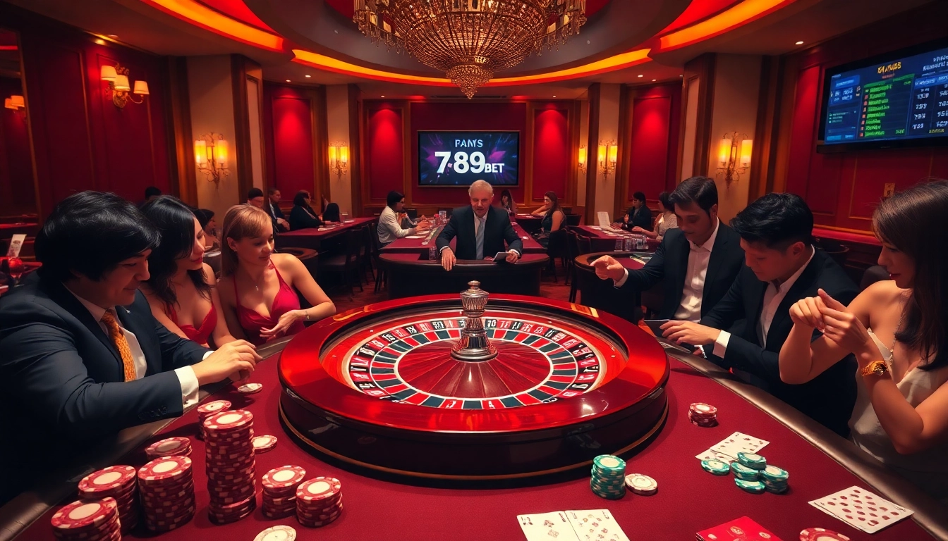 Experience the thrill of betting at 789bet's luxurious casino, showcasing engaging gameplay and excitement.