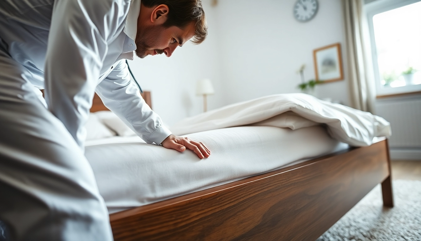 Inspecting bed bug services near me for effective pest control solutions in a clean bedroom.