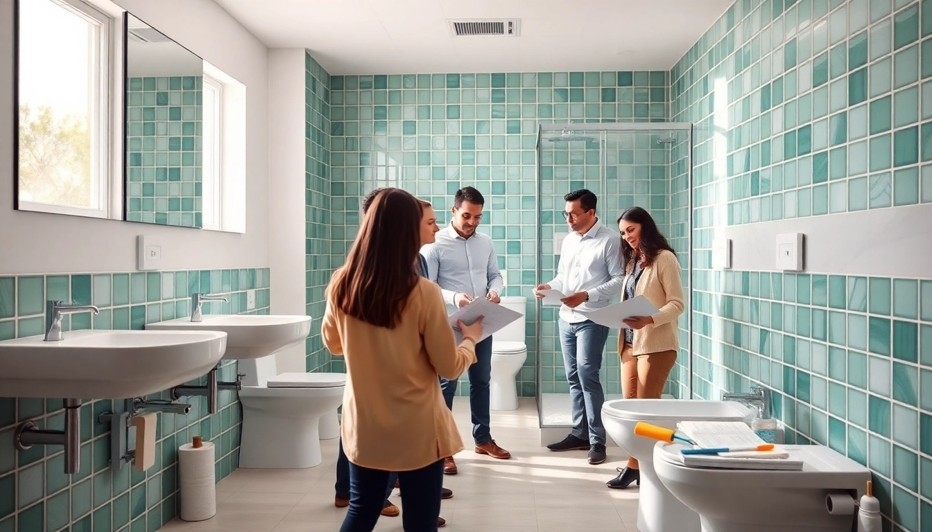 Creating a modern commercial toilet refurbishment with sleek designs and professional teamwork.