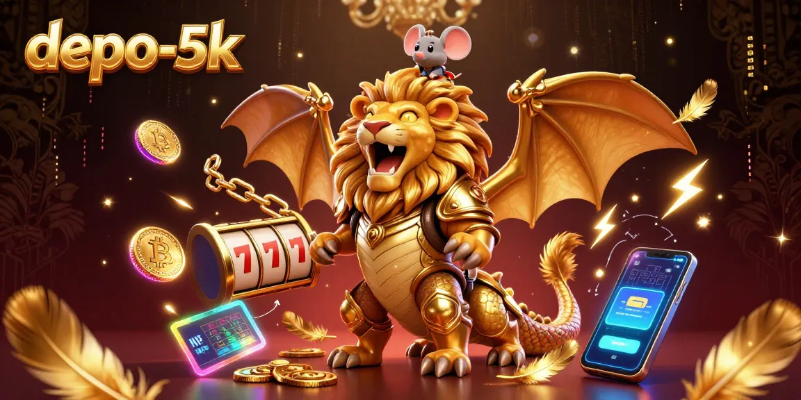 Engage in thrilling gameplay at depo-5k with captivating slots featuring golden chimera, coins, and jackpot reels.