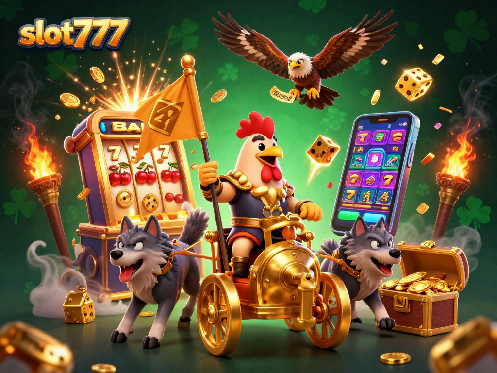 Spin the reels and win big with slot777 in this vibrant casino scene bursting with action.