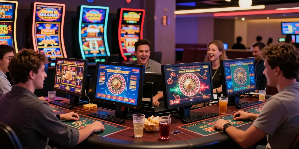 Exciting online gaming scene with players enjoying casinos that accept credit card payments, showcasing vibrant games and social interaction.