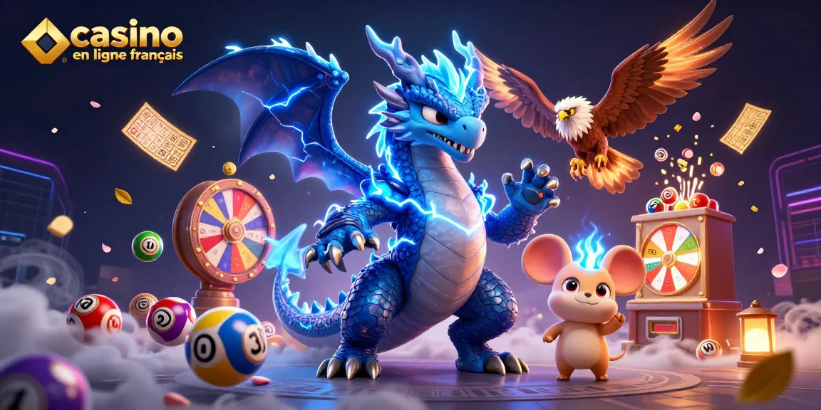 Scène excitante de "casino en ligne français" avec des personnages dynamiques et des éléments de jeu vibrants.