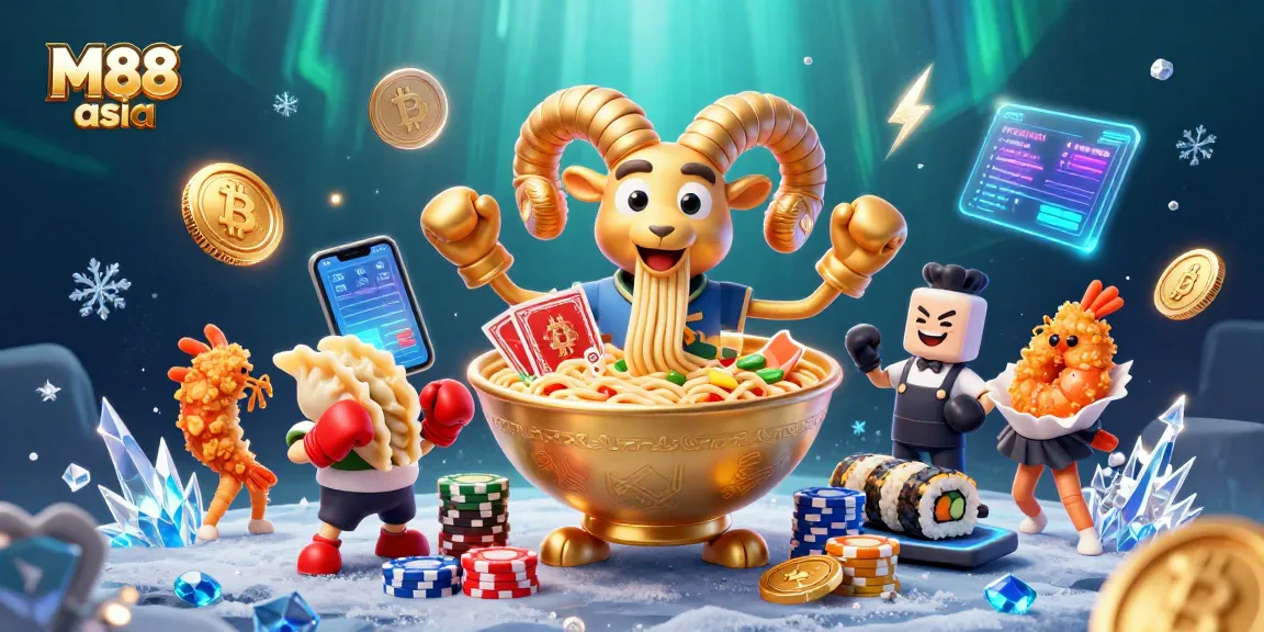 Engage in thrilling gameplay with M88 asia showcasing vibrant characters and crypto elements in a dynamic casino scene.