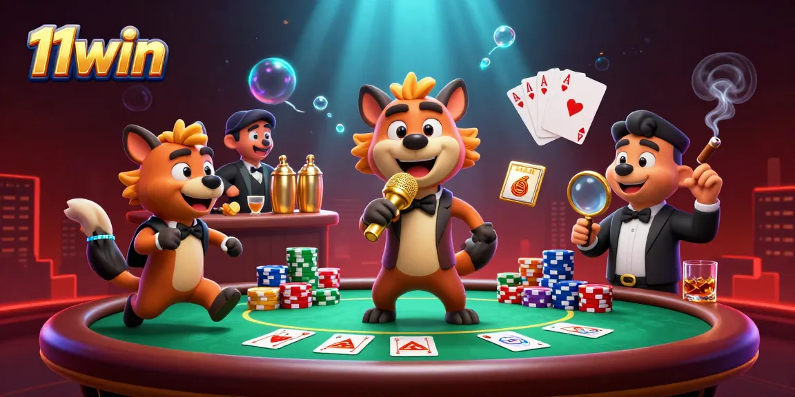 Experience the lively 11win comedy casino club with hyenas entertaining and gaming.