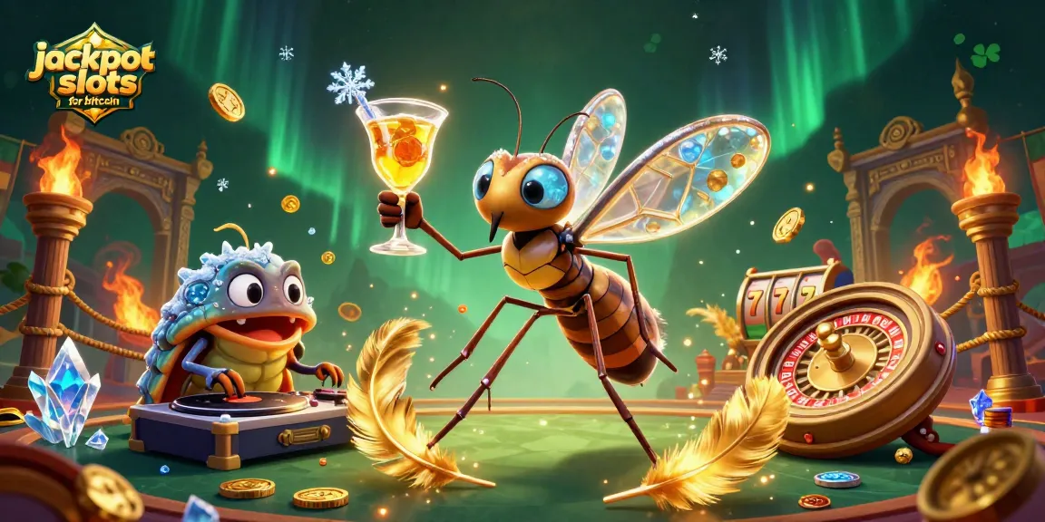 Experience thrilling jackpot slots for bitcoin with animated characters and vibrant casino elements.