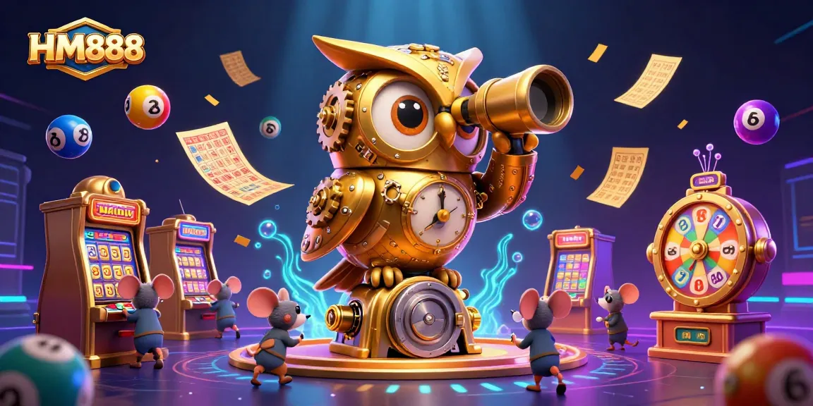 Experience the thrill of HM888 casino with golden owl and vibrant game elements