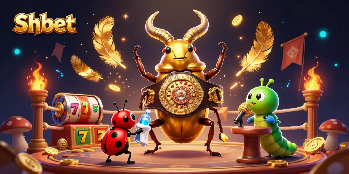 Engage with Shbet's thrilling casino experience through an exciting 3D illustration of a boxing beetle.