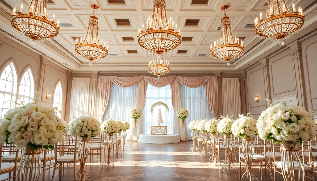 Stylish Wedding Event Space Jacksonville showcasing elegant decor and floral arrangements.