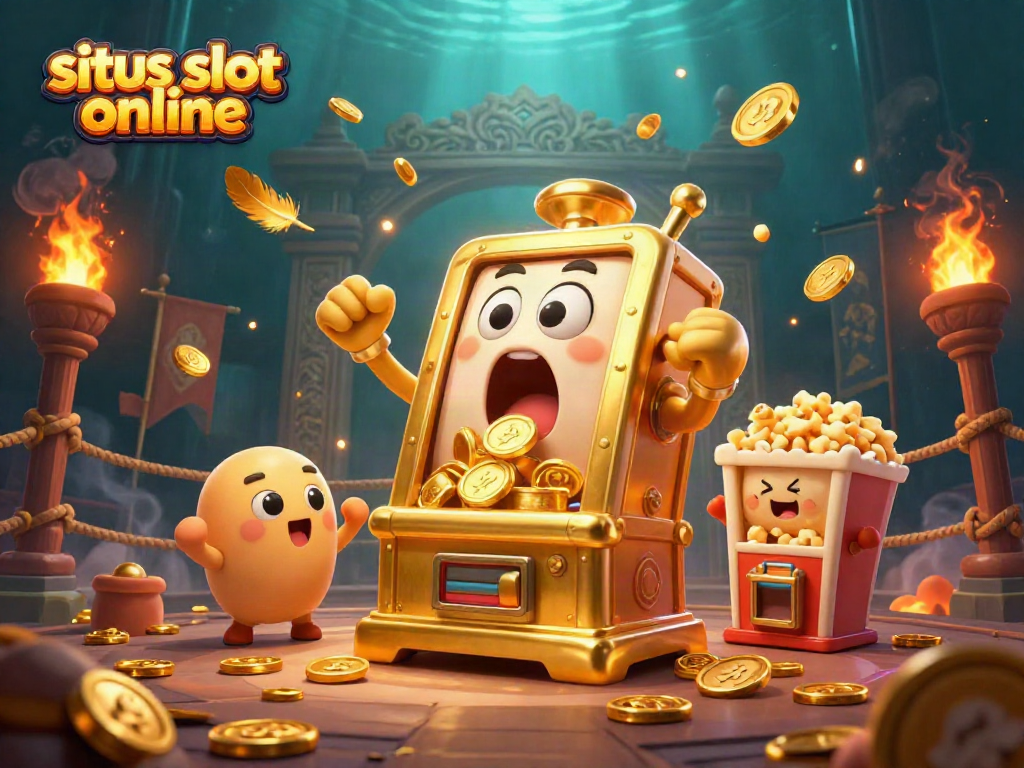 Slot online BURSA777 yang menang jackpot dengan mesin slot emas bergerak dan sorakan mesin kecil lainnya.