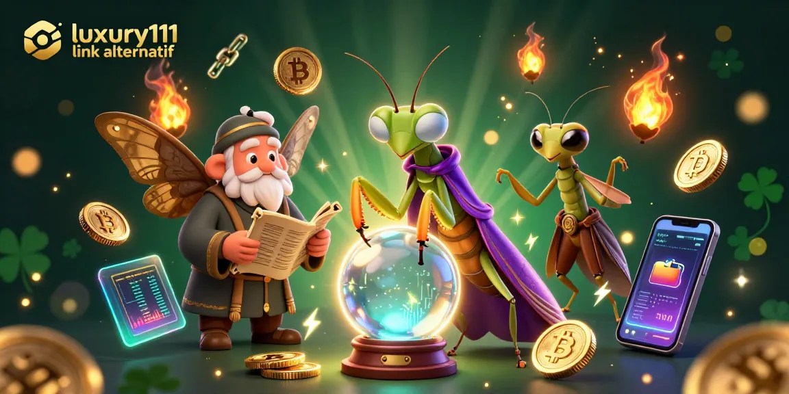 Experience luxury111 link alternatif with vibrant gaming elements and mystical characters in this 3D illustration.