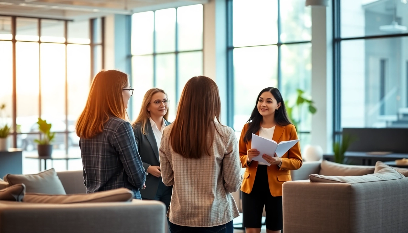 Expert led warranty company discussing plans in a modern office setting.