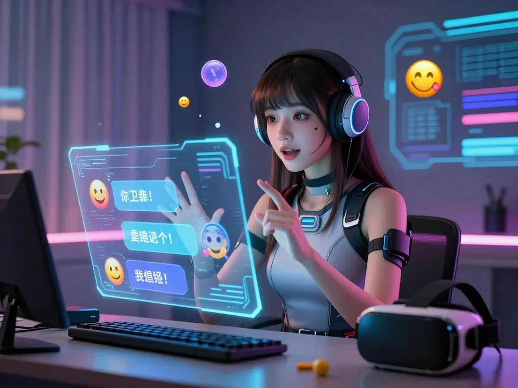 Engaging scene of a young adult female avatar in a porn AI chat environment, showcasing modern digital interaction.