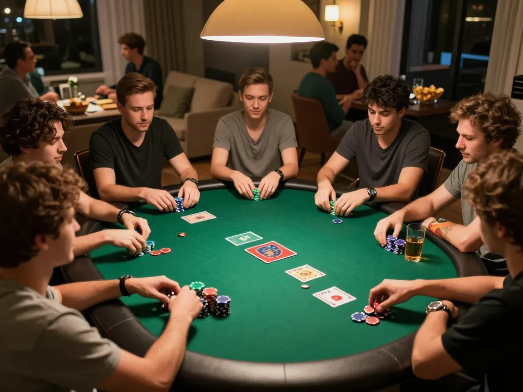 Engaging home poker night with friends capturing dynamic moments at the hidden wiki tor game.