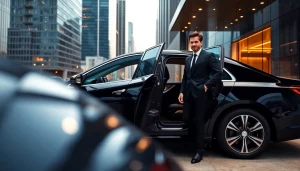 Experience luxury with Chauffeur Hire Nottingham, featuring a professional chauffeur and elegant sedan.