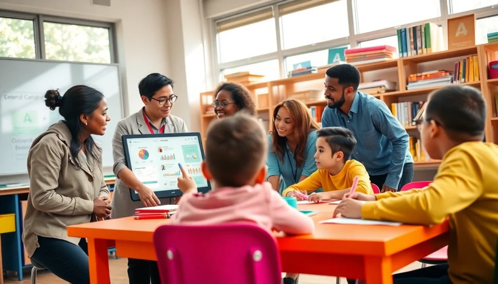 Engaging classroom scene showcasing diverse students participating in interactive Education activities.