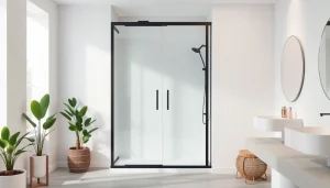 Admire paroi de douche 150x200 élégante et moderne en verre transparent offrant un espace de douche raffiné.