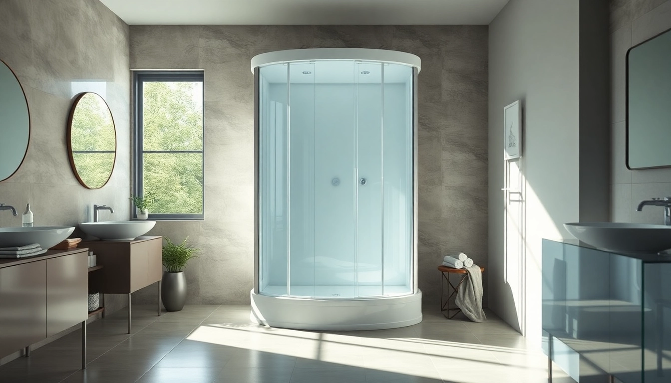 Aktivieren Sie die sonni Duschkabine mit stilvollem Design in einem modernen Badezimmer.