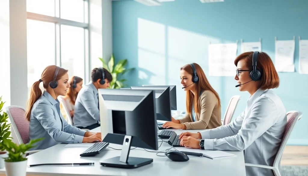 Provide expert helpdesk support with a dedicated and diverse team in a modern office.