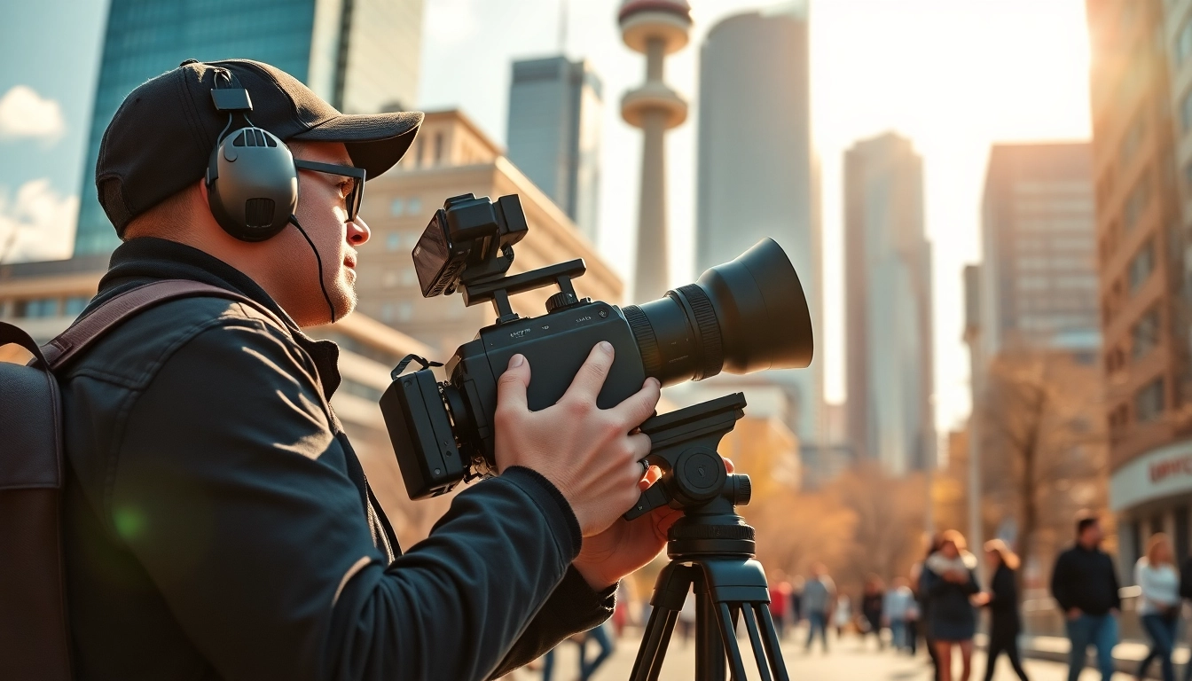 Engaging on-location videography toronto scene with a professional videographer at work.