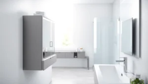 Modernes Design des sonni Spiegelschrank mit elegantem LED-Licht im Badezimmer.