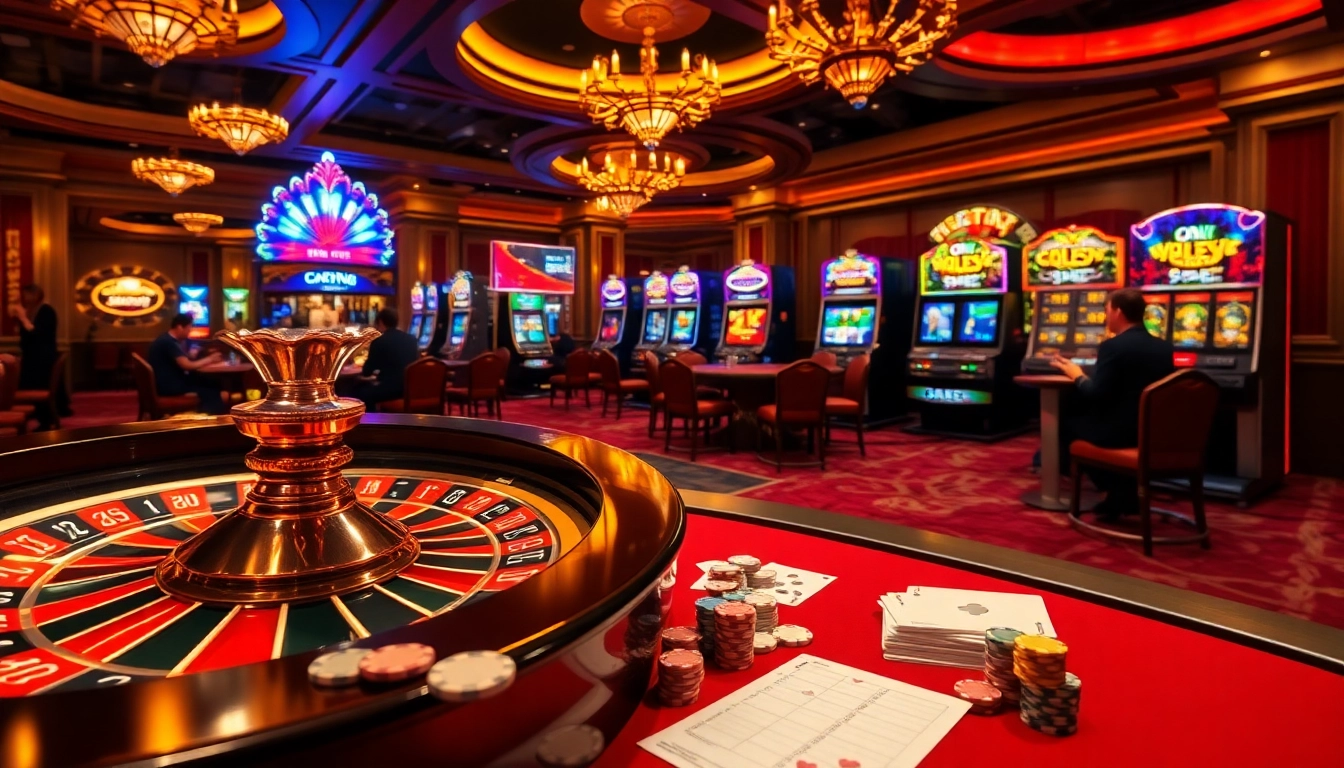Experience thrilling gaming at https://thabet.vegas/ with luxurious casino tables and vibrant slot machines.